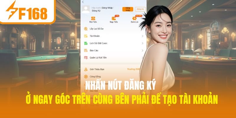 Nhấn nút đăng ký ở ngay góc trên cùng bên phải để tạo tài khoản